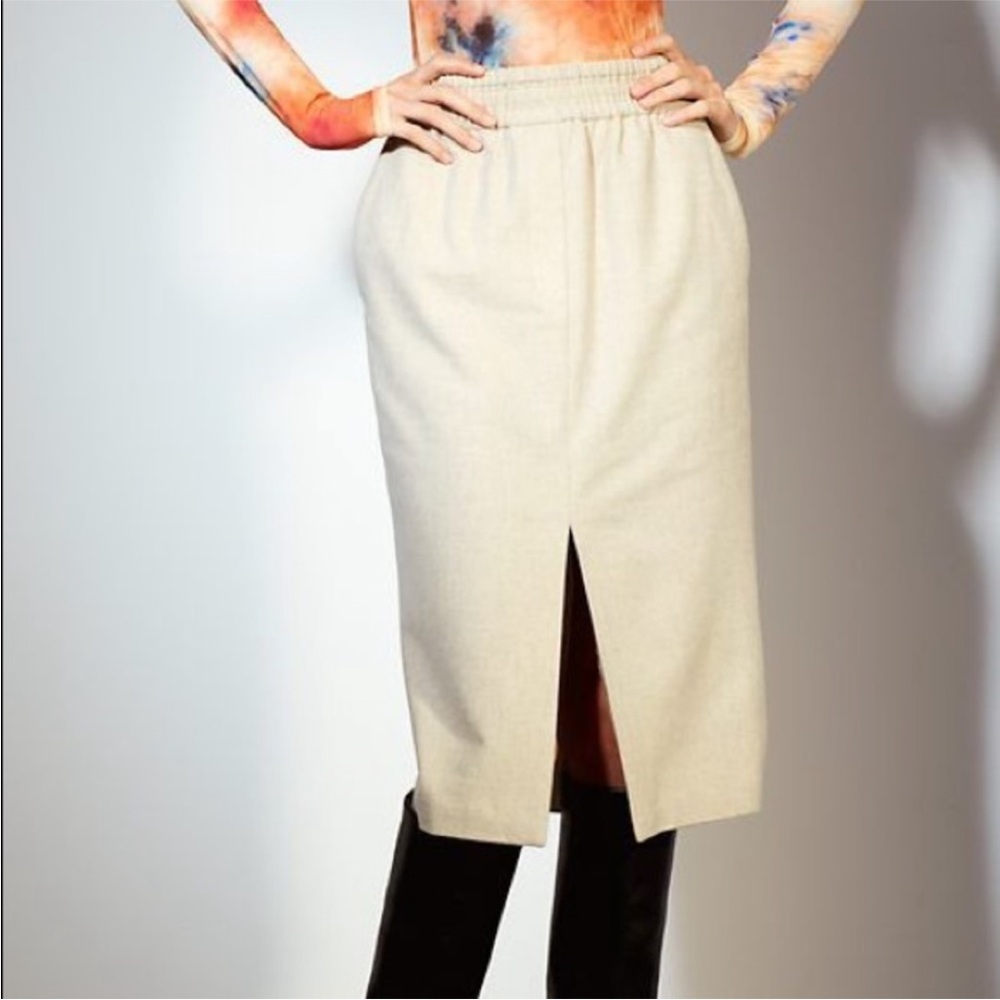 Wilfred Le Fou Olivine Wool Beige Pencil Skirt